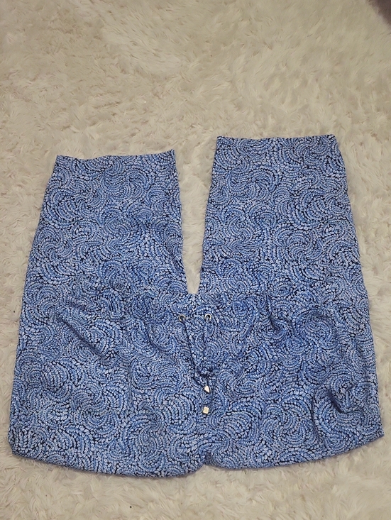 Michael Kors Pants - Michael Kors Blue Printed Wide-Leg Pull-On Pants